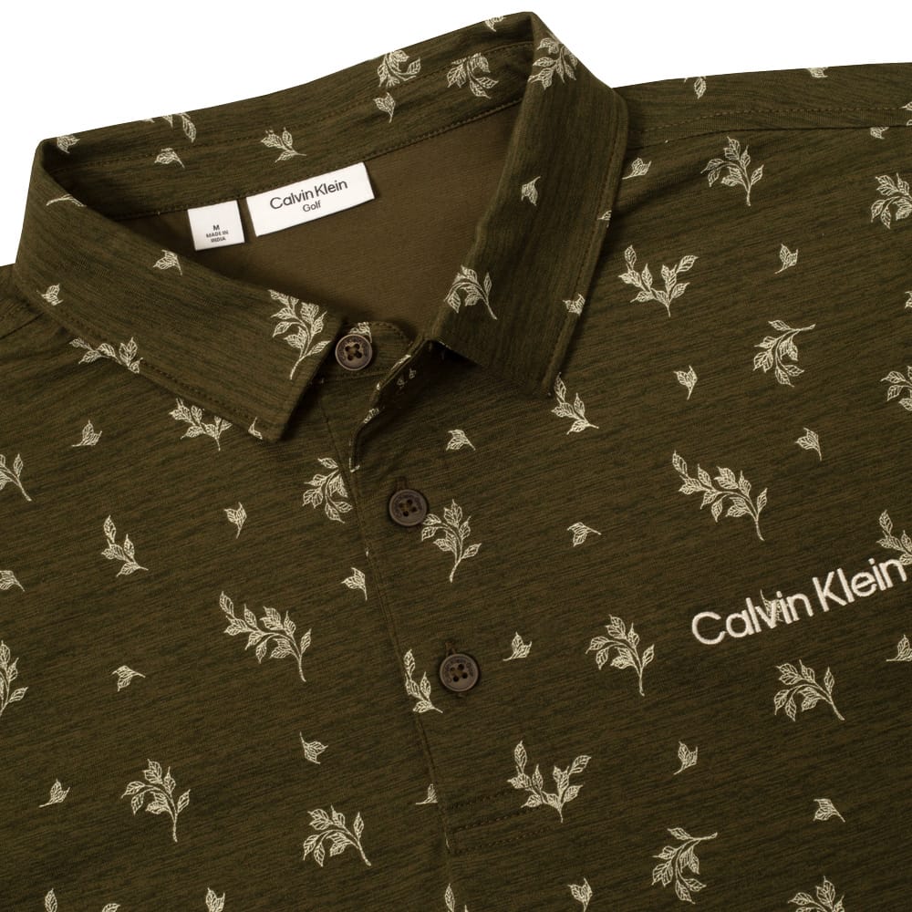 Calvin Klein Colton Printed Polo Shirt - Olive - Image 3