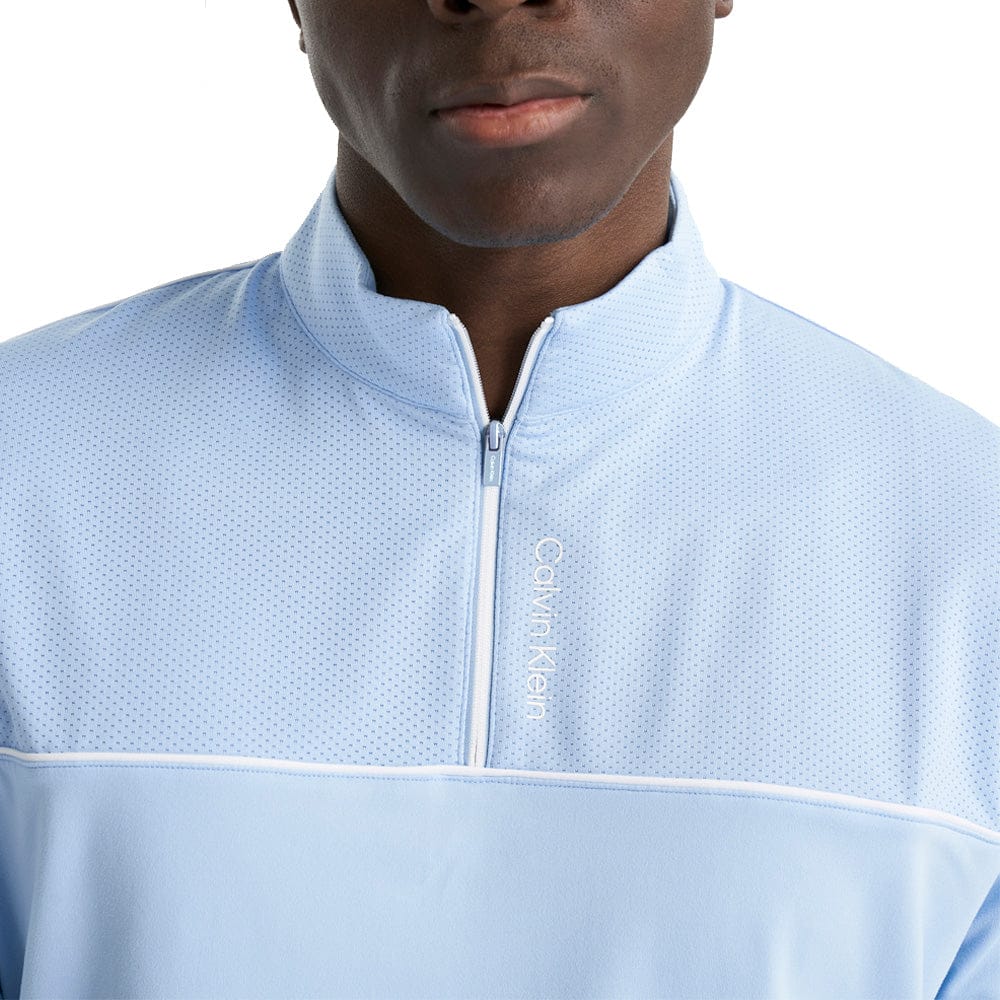 Calvin Klein Grange Mock Neck Polo Shirt- Bluebell - Image 4