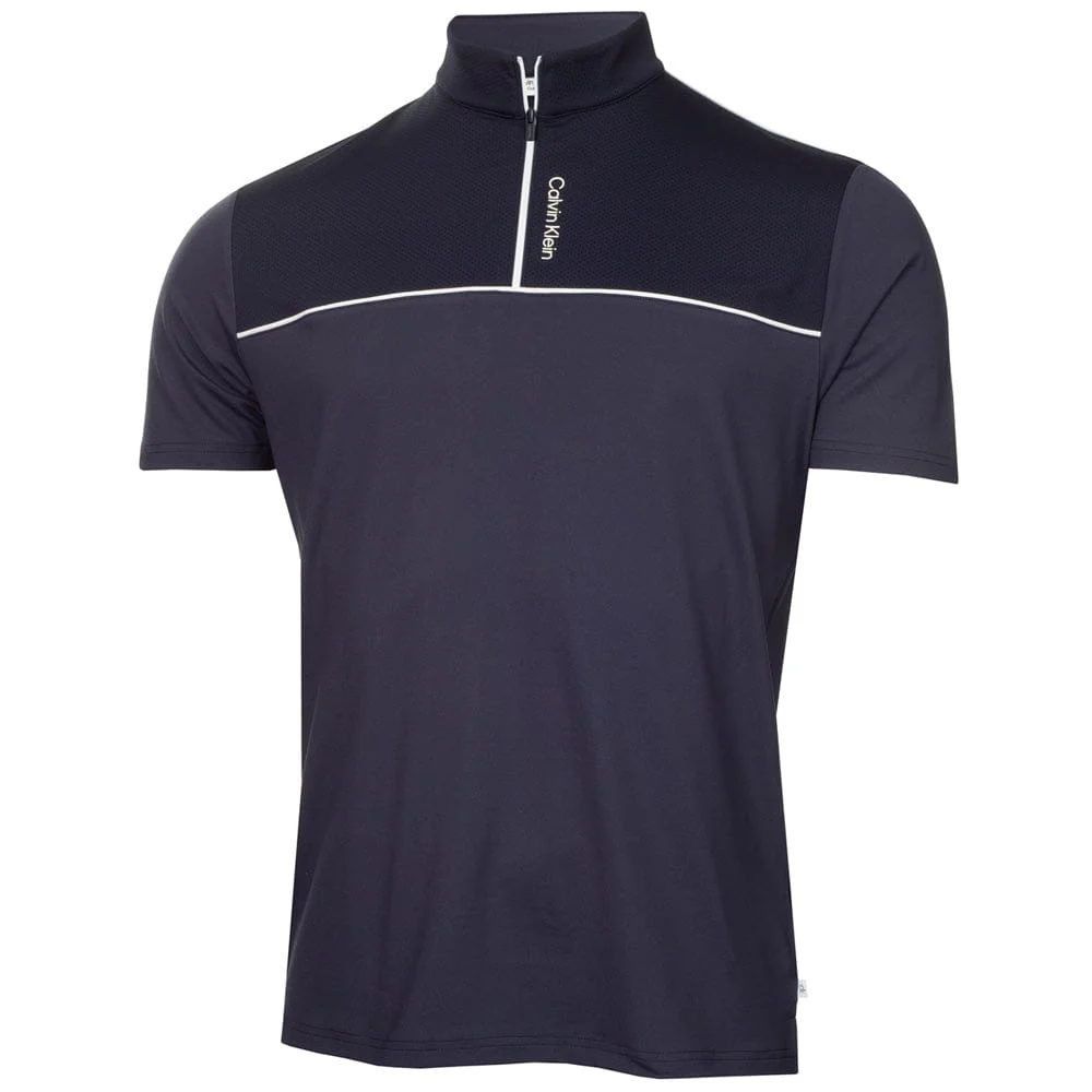 Calvin Klein Grange Mock Neck Polo Shirt - Navy - Image 3