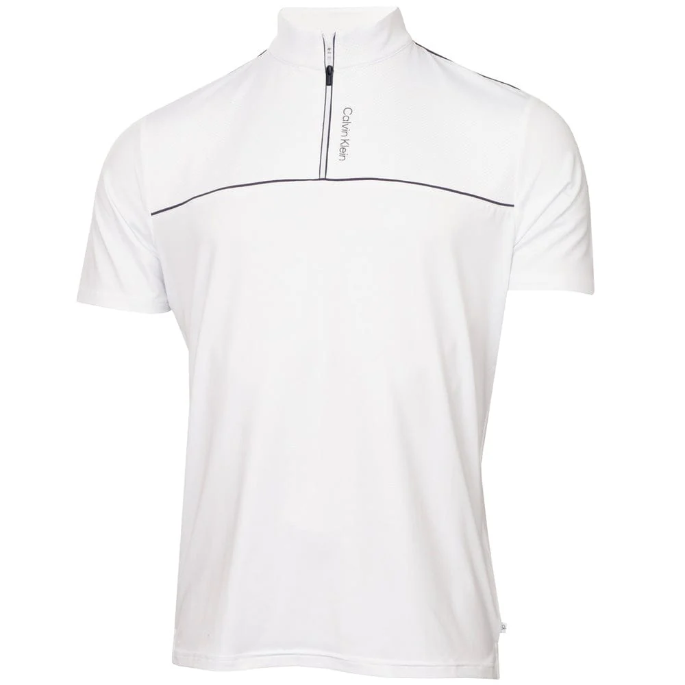 Calvin Klein Grange Mock Neck Polo Shirt - White - Image 3