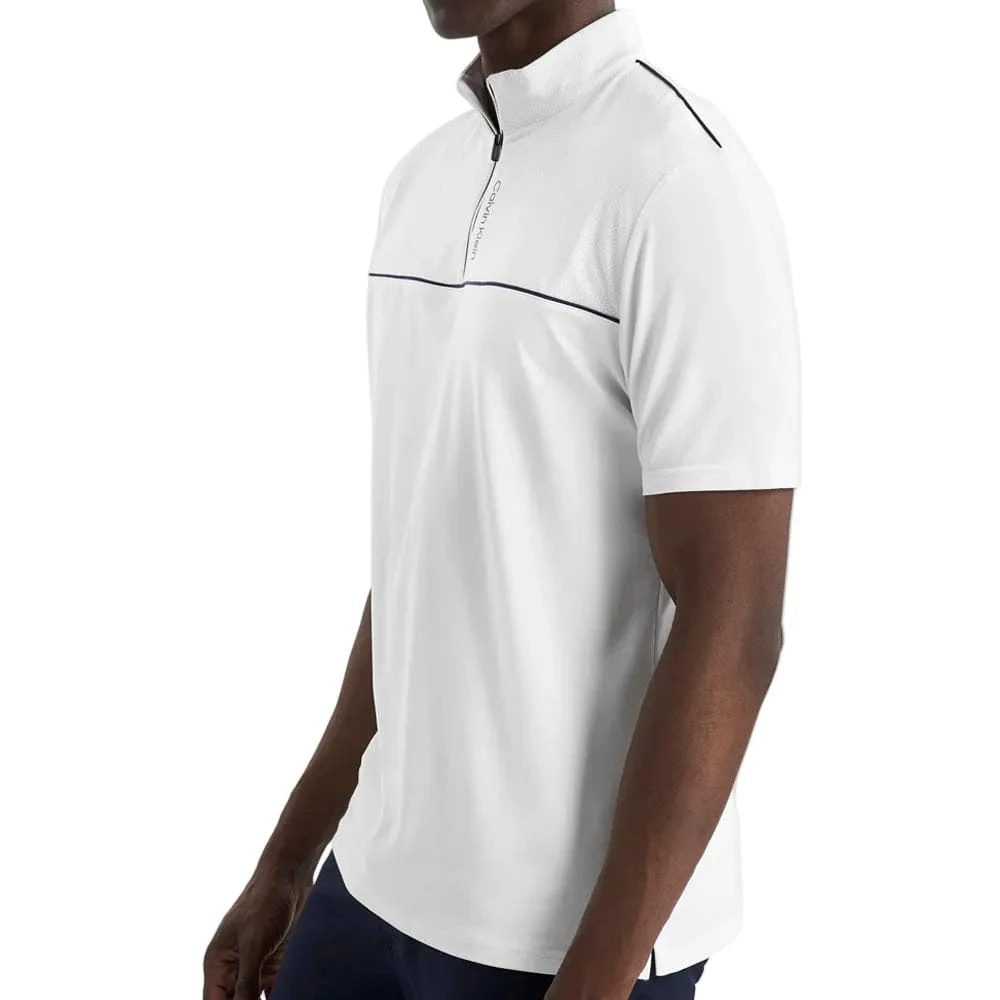 Calvin Klein Grange Mock Neck Polo Shirt - White - Image 7