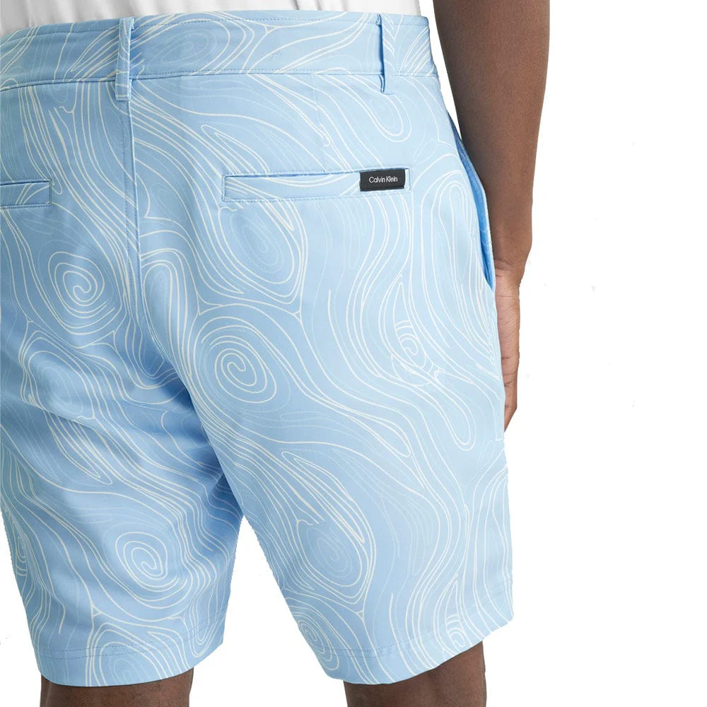 Calvin Klein Marble Print Bullet Shorts - Bluebell - Image 4