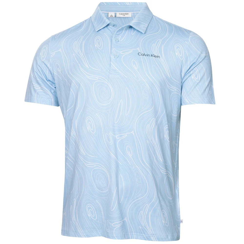 Calvin Klein Marble Print Polo Shirt - Bluebell - Image 4