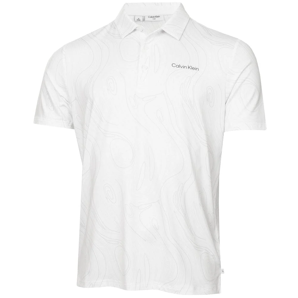 Calvin Klein Marble Print Polo Shirt  - White
