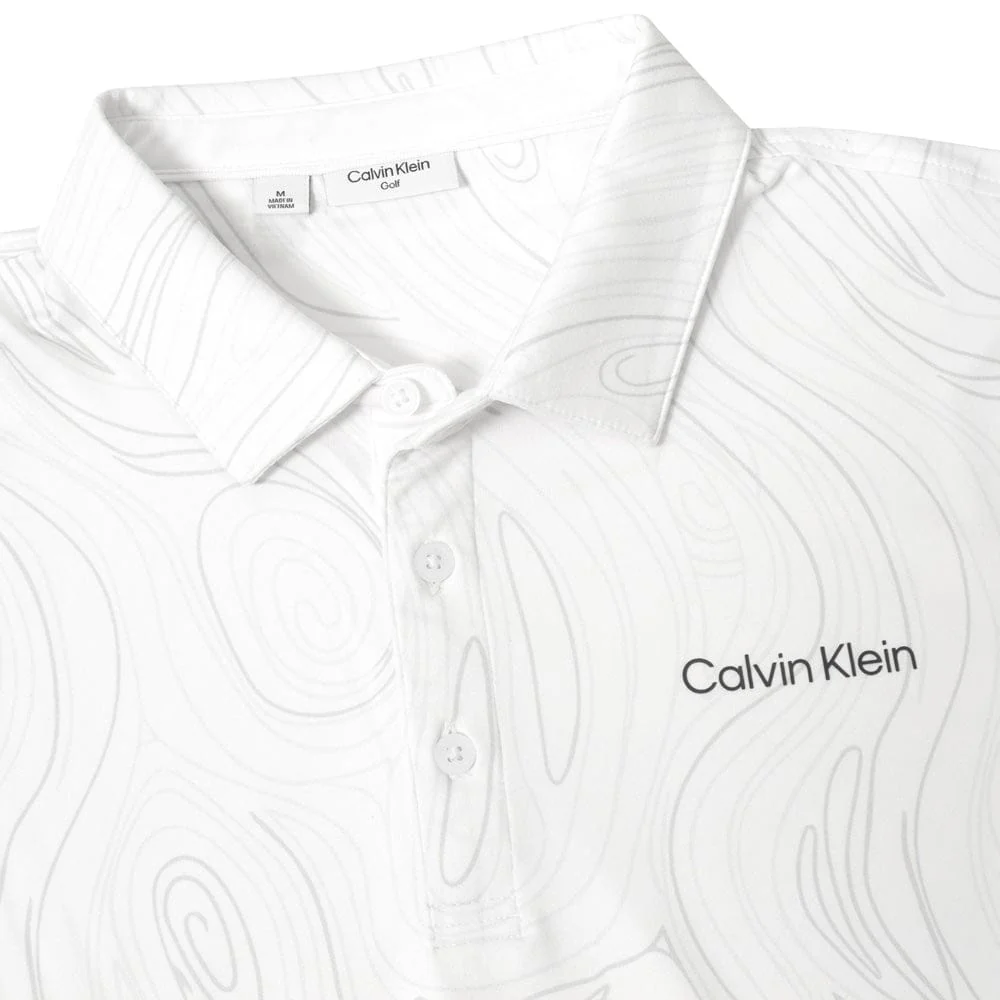 Calvin Klein Marble Print Polo Shirt  - White - Image 3