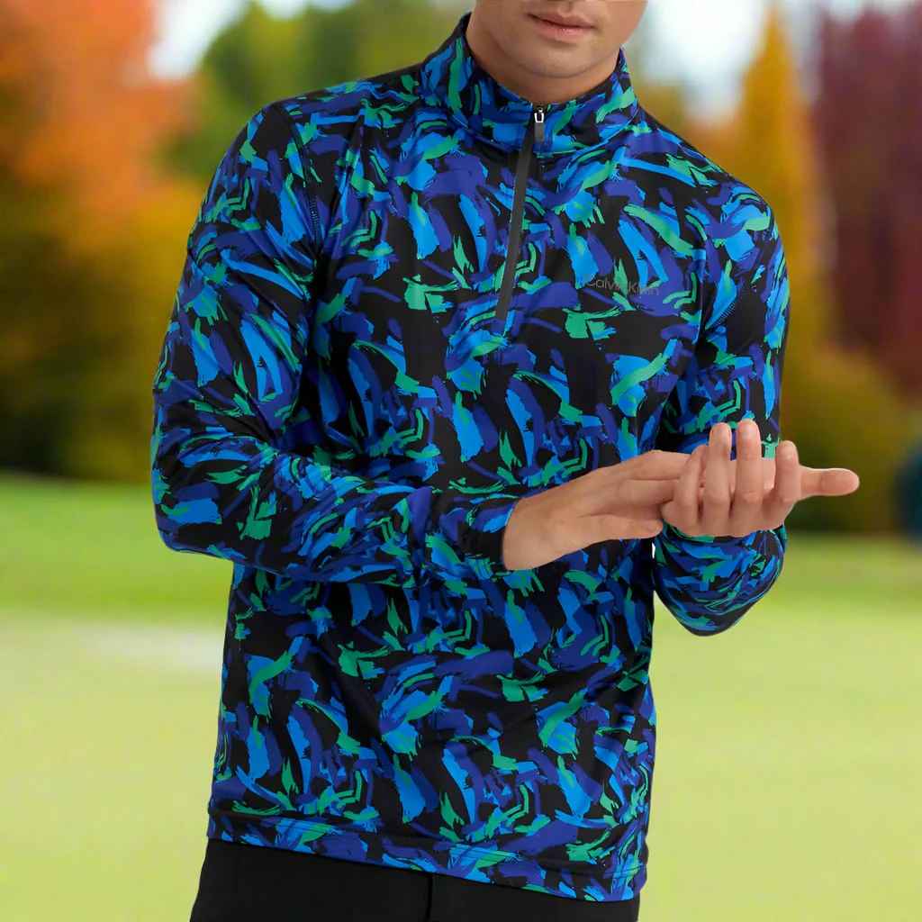 Calvin Klein Newport 1/2 Zip Pullover - Brushstroke Print - Image 5
