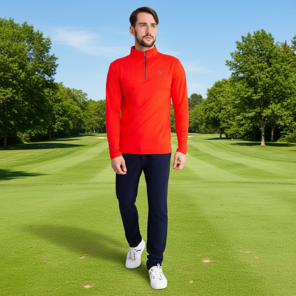 Calvin Klein Newport Half-Zip Sweater - Fiery Red - Image 3