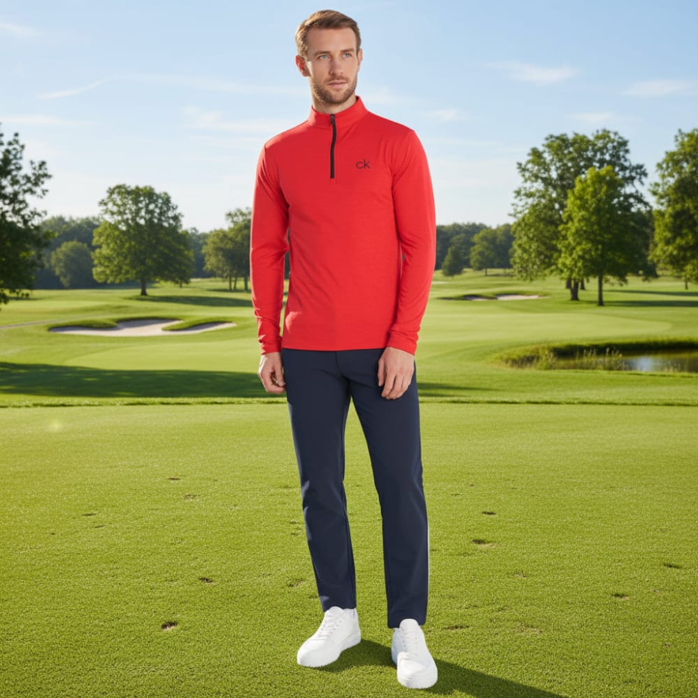 Calvin Klein Newport Half-Zip Sweater - Powdered Red Marl - Image 5