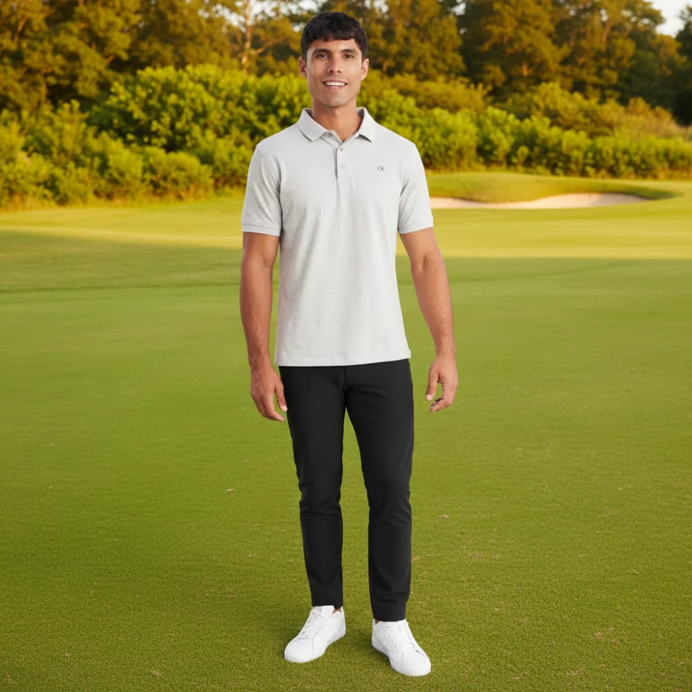 Calvin Klein Planet Polo Shirt - Silver Marl - Image 4
