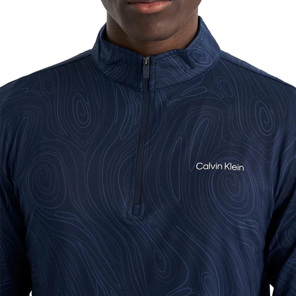Calvin Klein Printed Newport Half Zip - Navy Marble - Image 4