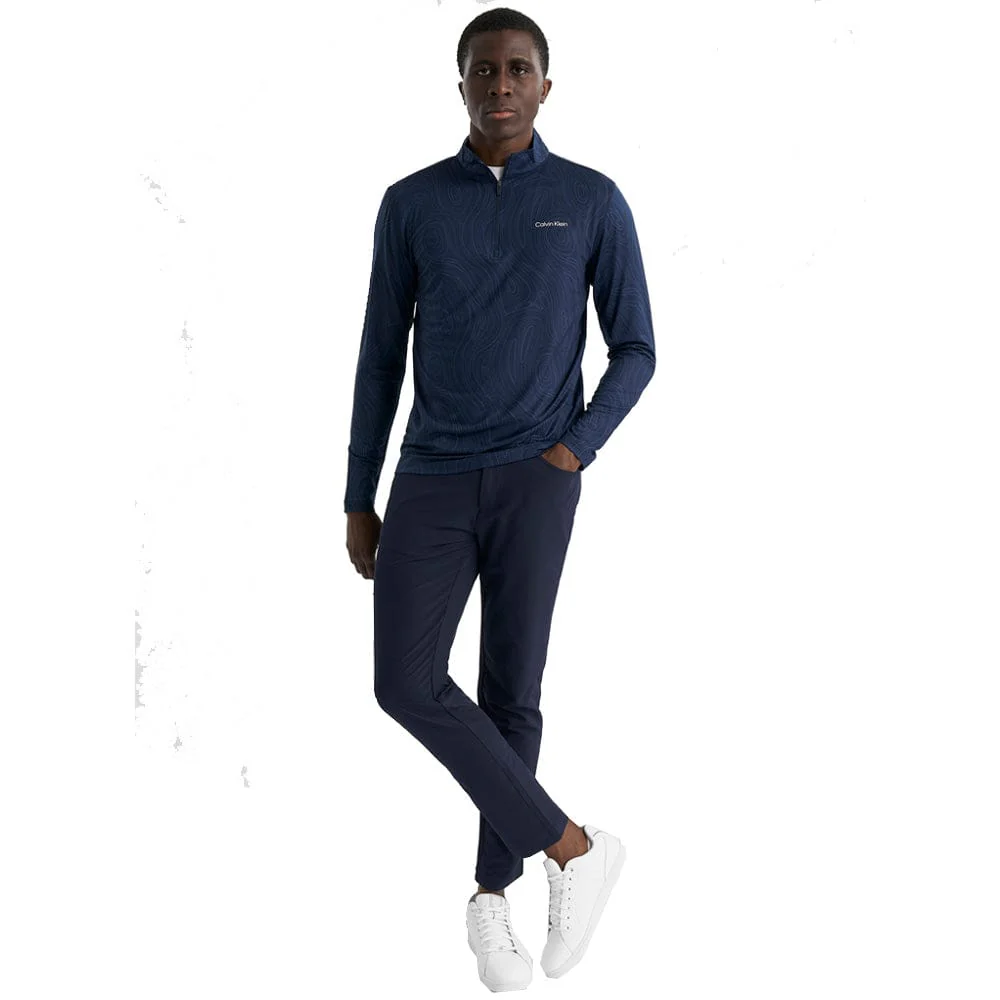 Calvin Klein Printed Newport Half Zip - Navy Marble - Image 7