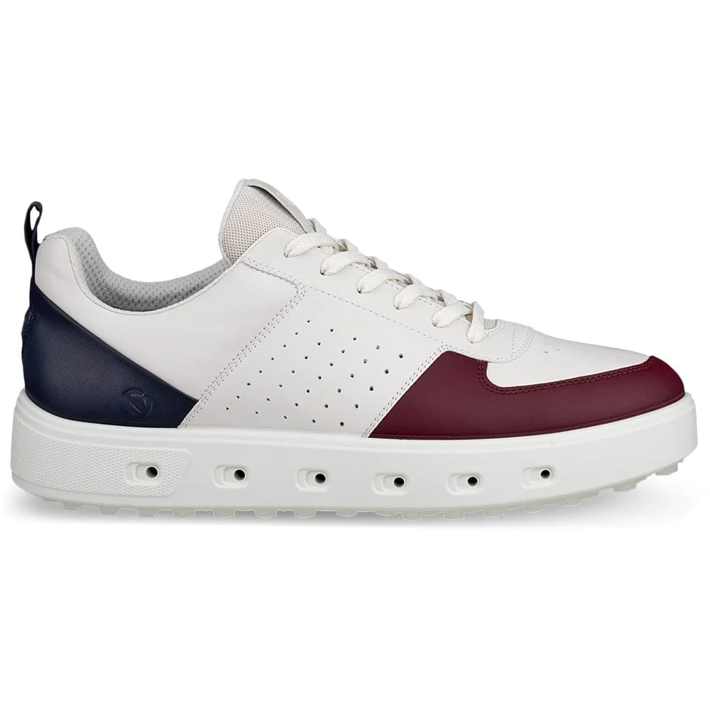 ECCO Golf Street 720 Waterproof Spikeless Shoes - Dark Ruby/White/Marine