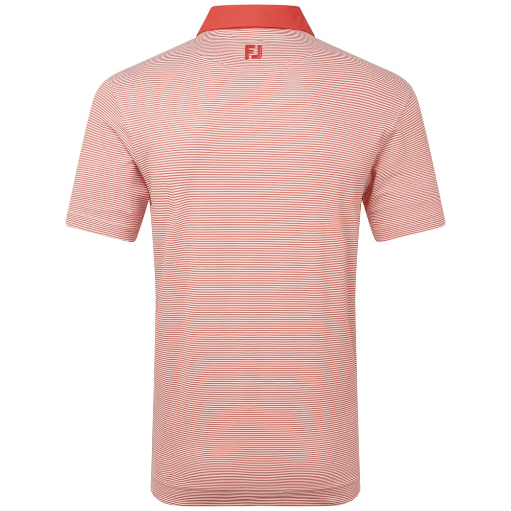 FootJoy Feeder Stripe Pique Polo Shirt - Nantucket Red - Image 2