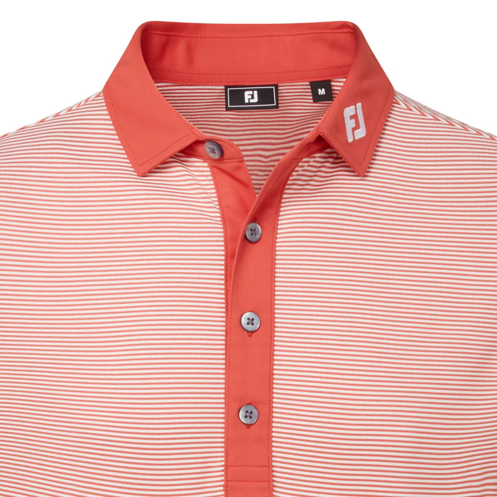 FootJoy Feeder Stripe Pique Polo Shirt - Nantucket Red - Image 3