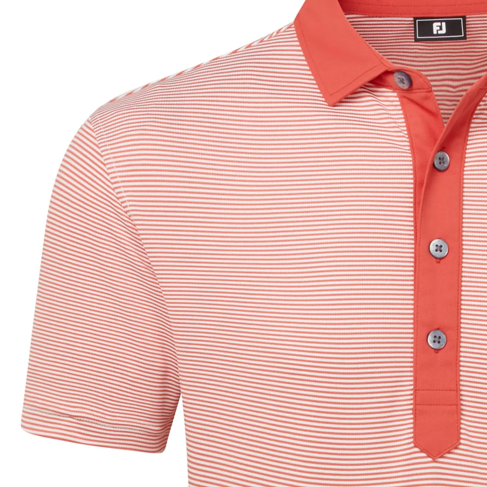 FootJoy Feeder Stripe Pique Polo Shirt - Nantucket Red - Image 4