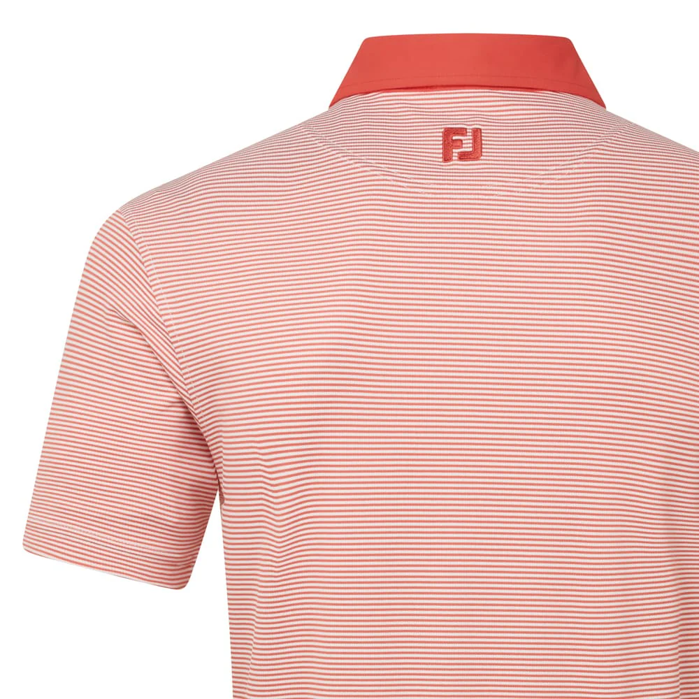 FootJoy Feeder Stripe Pique Polo Shirt - Nantucket Red - Image 5