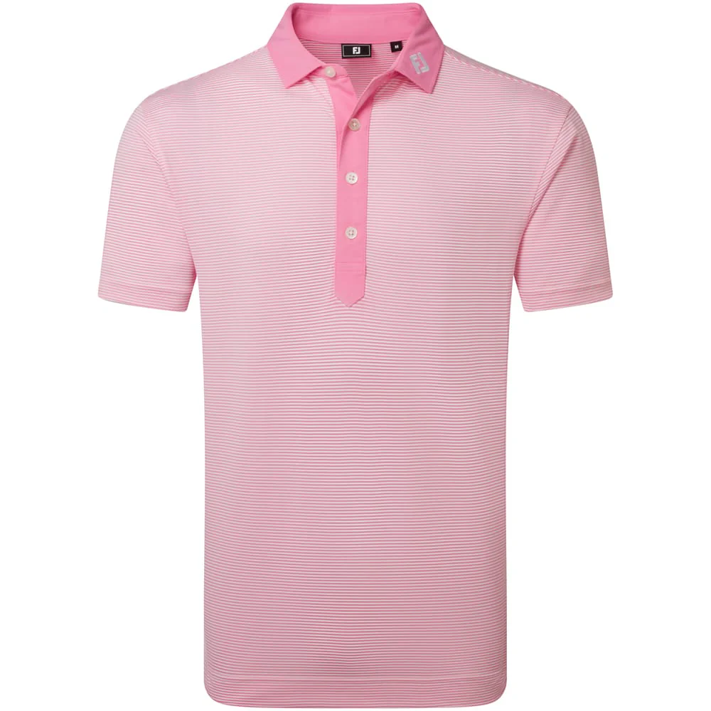FootJoy Feeder Stripe Pique Polo Shirt - Pink Pop