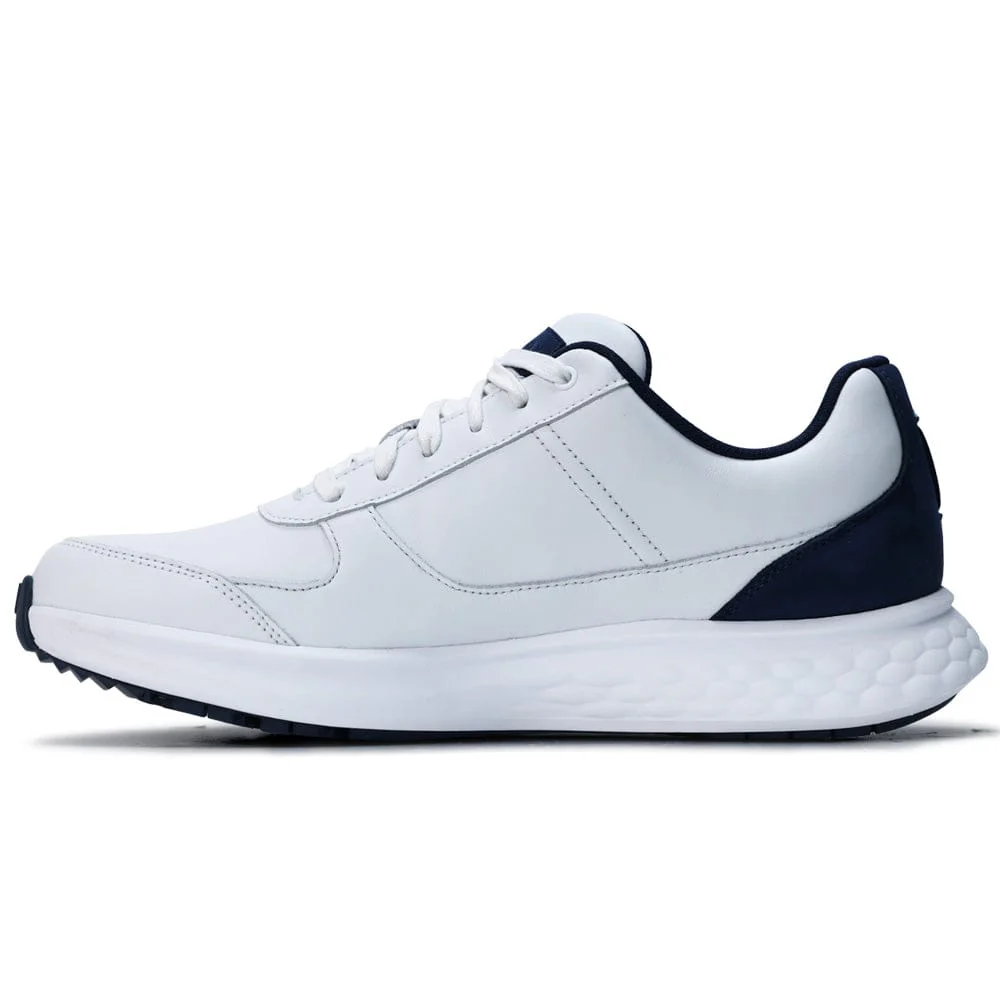 FootJoy Hampton Waterproof Spikeless Shoes - White/Navy - Image 3