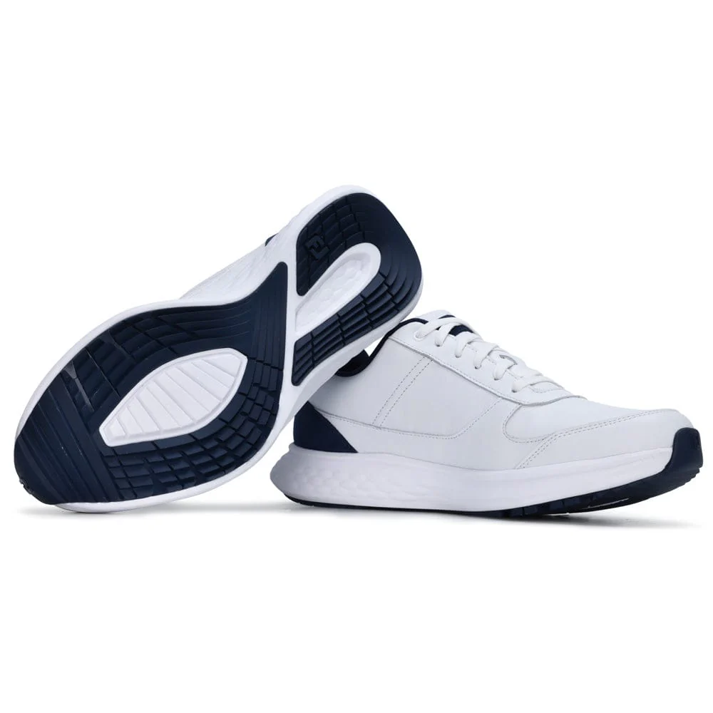 FootJoy Hampton Waterproof Spikeless Shoes - White/Navy - Image 6