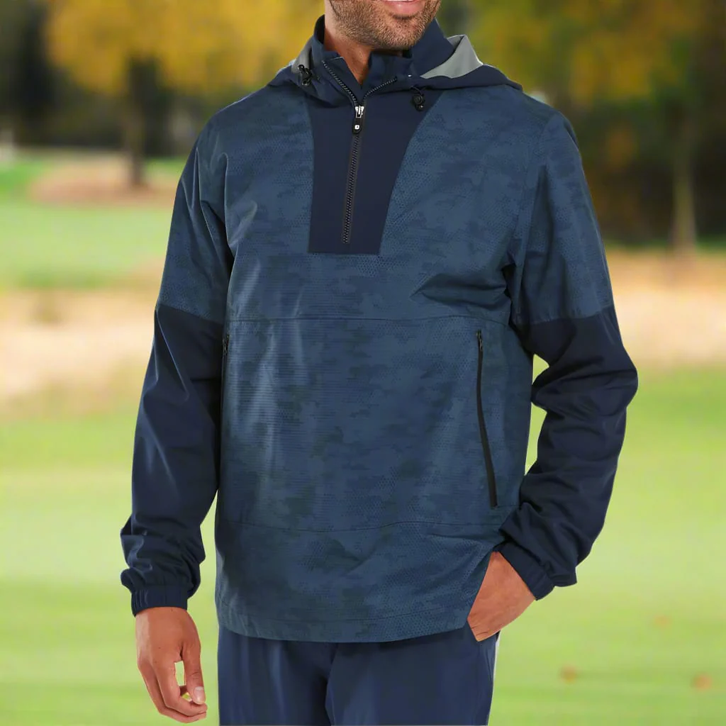 FootJoy HydroLite X Waterproof Hoodie Jacket - Navy Camo - Image 6