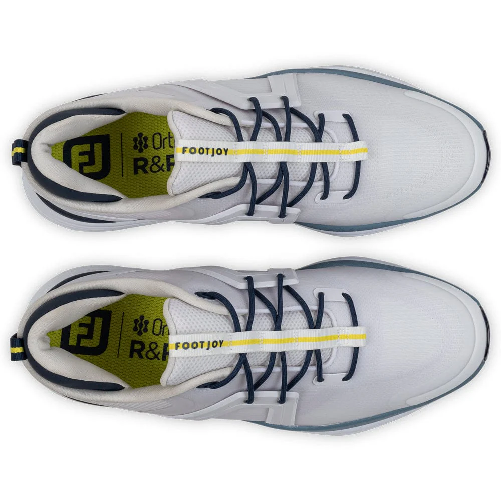 FootJoy Hyperflex Ltd Edition Waterproof Spiked Shoes - White/Blue/Lime - Image 3