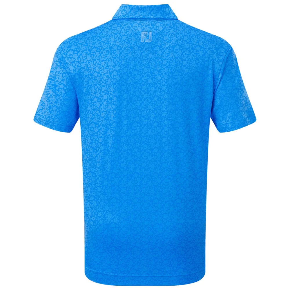 FootJoy Junior Floral Lisle Polo Shirt - Cobalt - Image 2