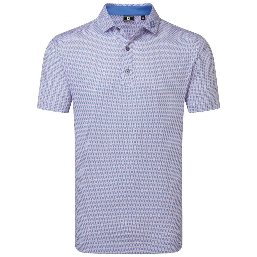 FootJoy Nautical Flag Print Lisle Polo Shirt - Pink Pop/Vivid Violet