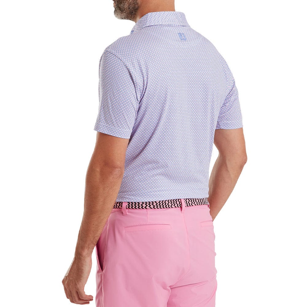 FootJoy Nautical Flag Print Lisle Polo Shirt - Pink Pop/Vivid Violet - Image 4
