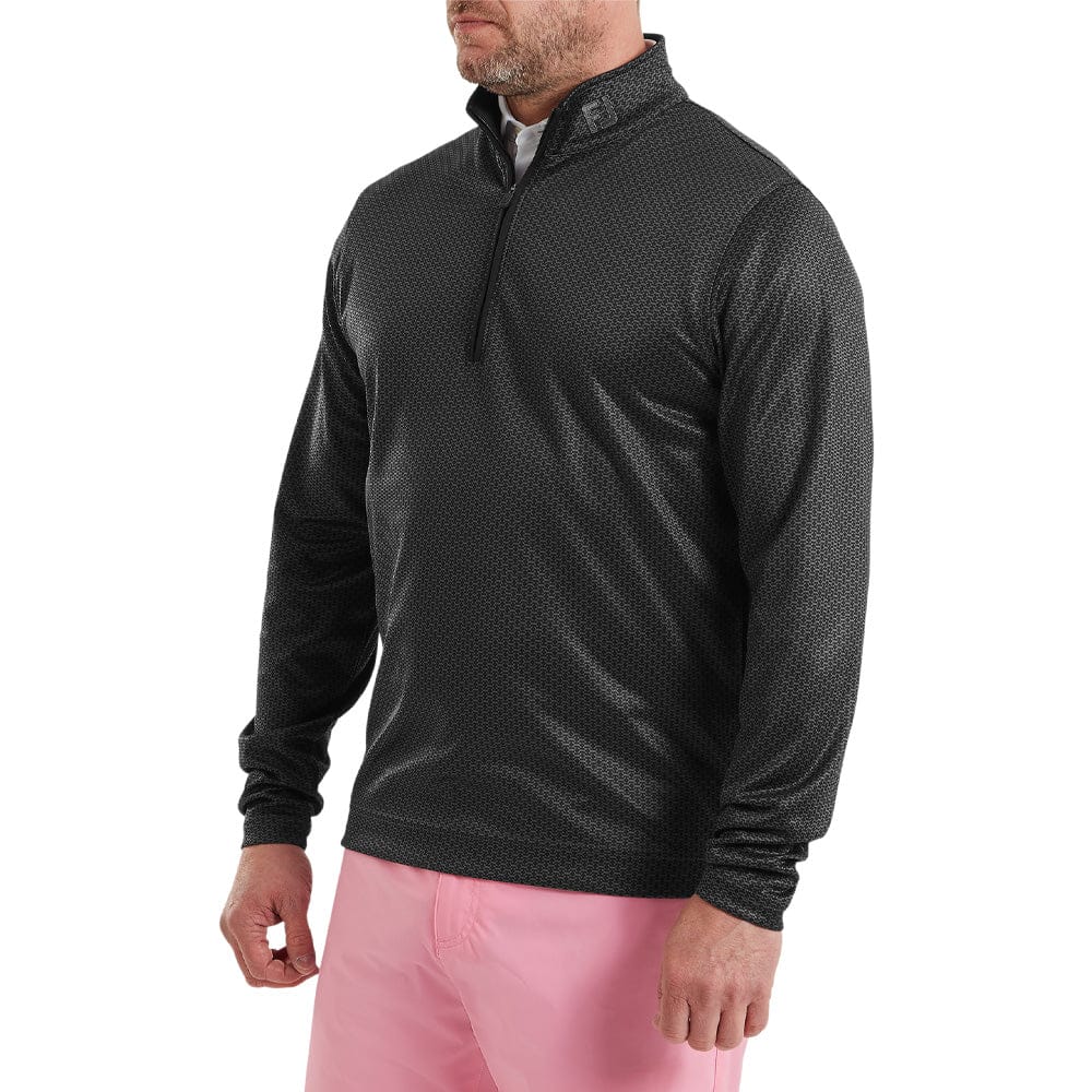 FootJoy Nautical Flag Tonal Chillout 1/4 Zip Pullover - Black - Image 3