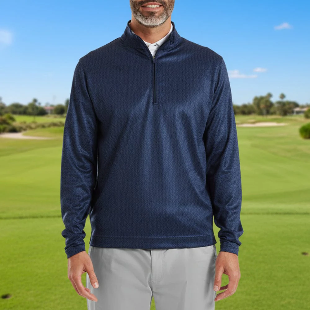 FootJoy Nautical Flag Tonal Chillout 1/4 Zip Pullover - Navy - Image 3