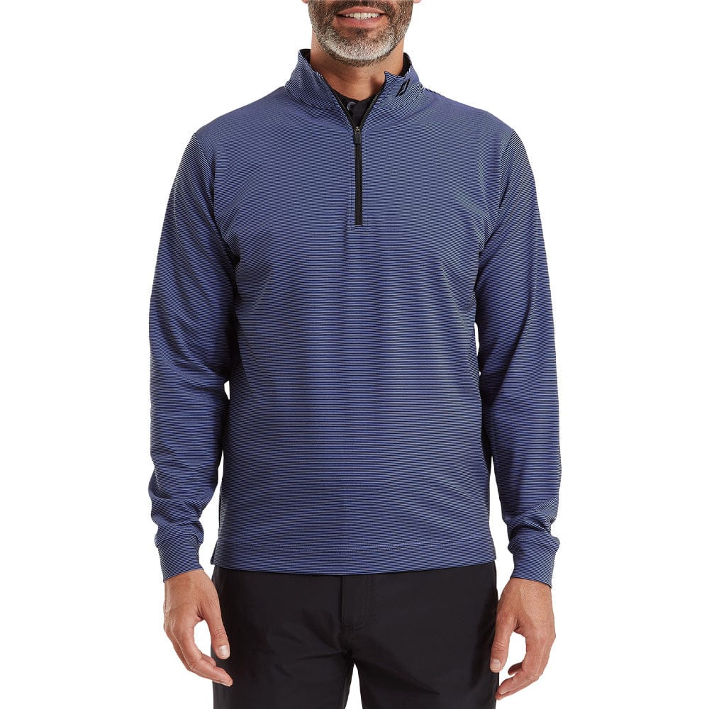 FootJoy Ottoman Stripe Chillout 1/4 Zip Pullover - Black/Vivid Violet - Image 3