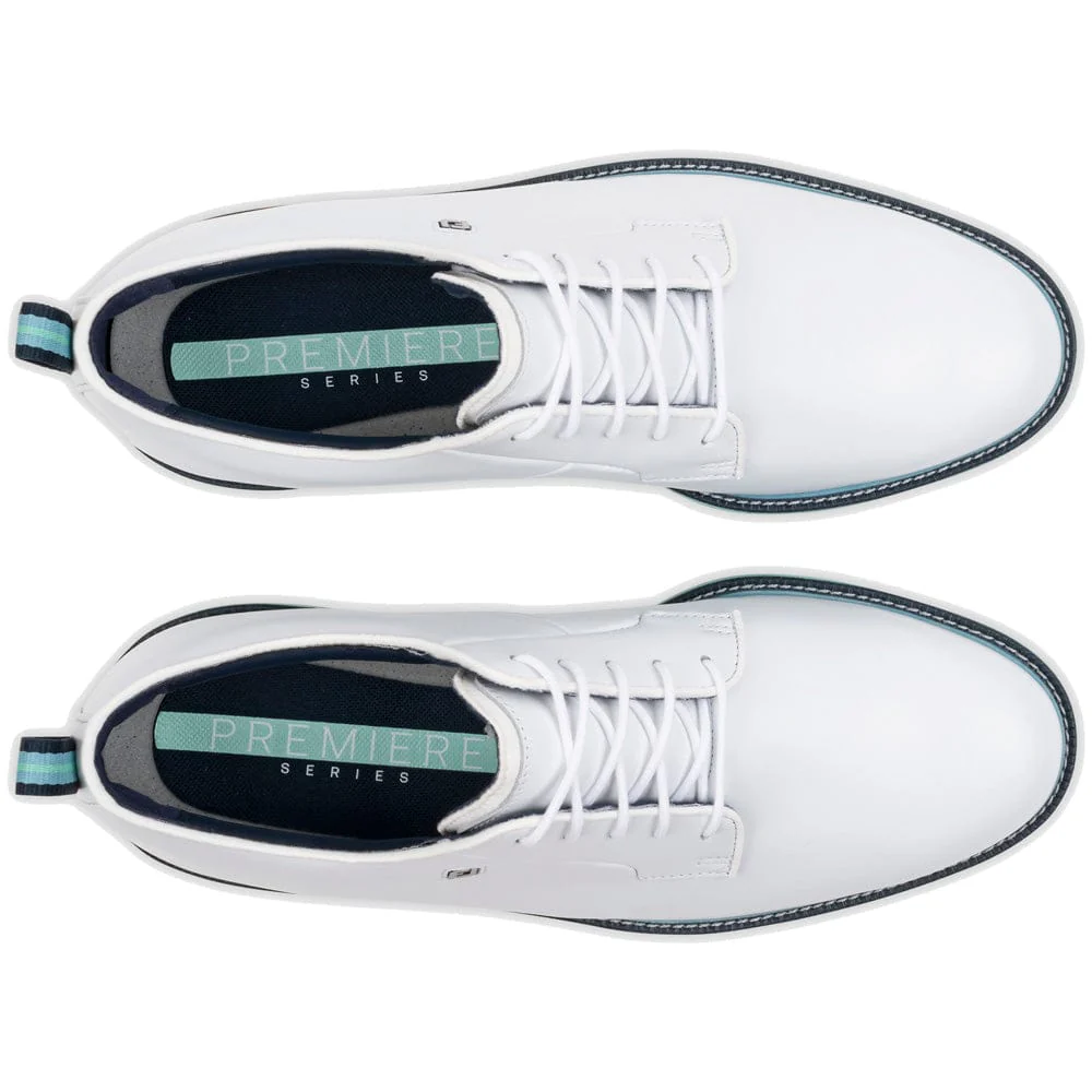 FootJoy Premiere Series Field Waterproof Spiked Shoes - White/Mint/Blue Field - Image 4