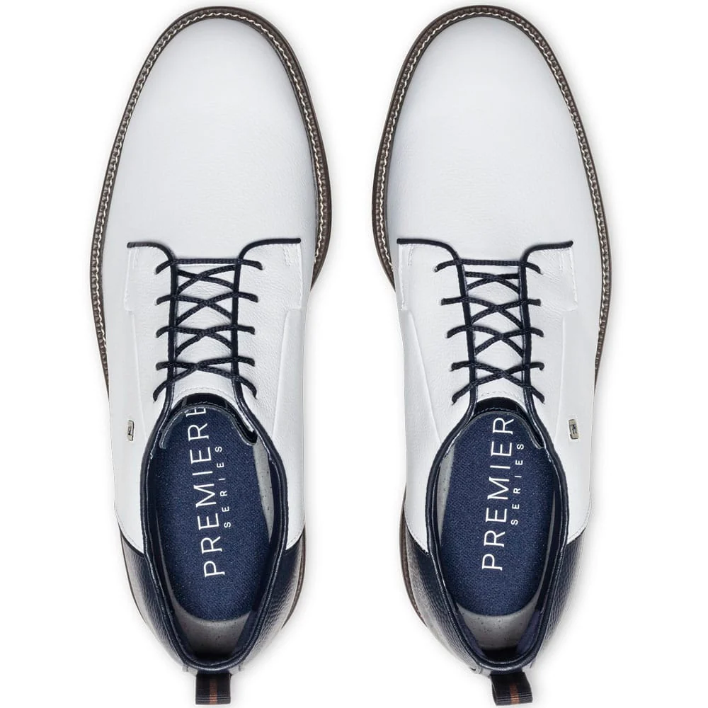 FootJoy Premiere Series Packard Waterproof Spiked Shoes - White/Brown/Navy - Image 3