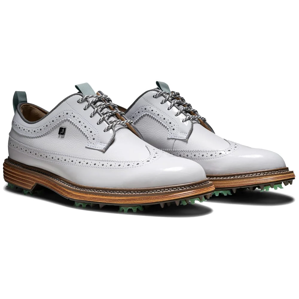 FootJoy Premiere Series Marquis Limited Edition Waterproof Spiked Shoes - White/Mist - Image 7