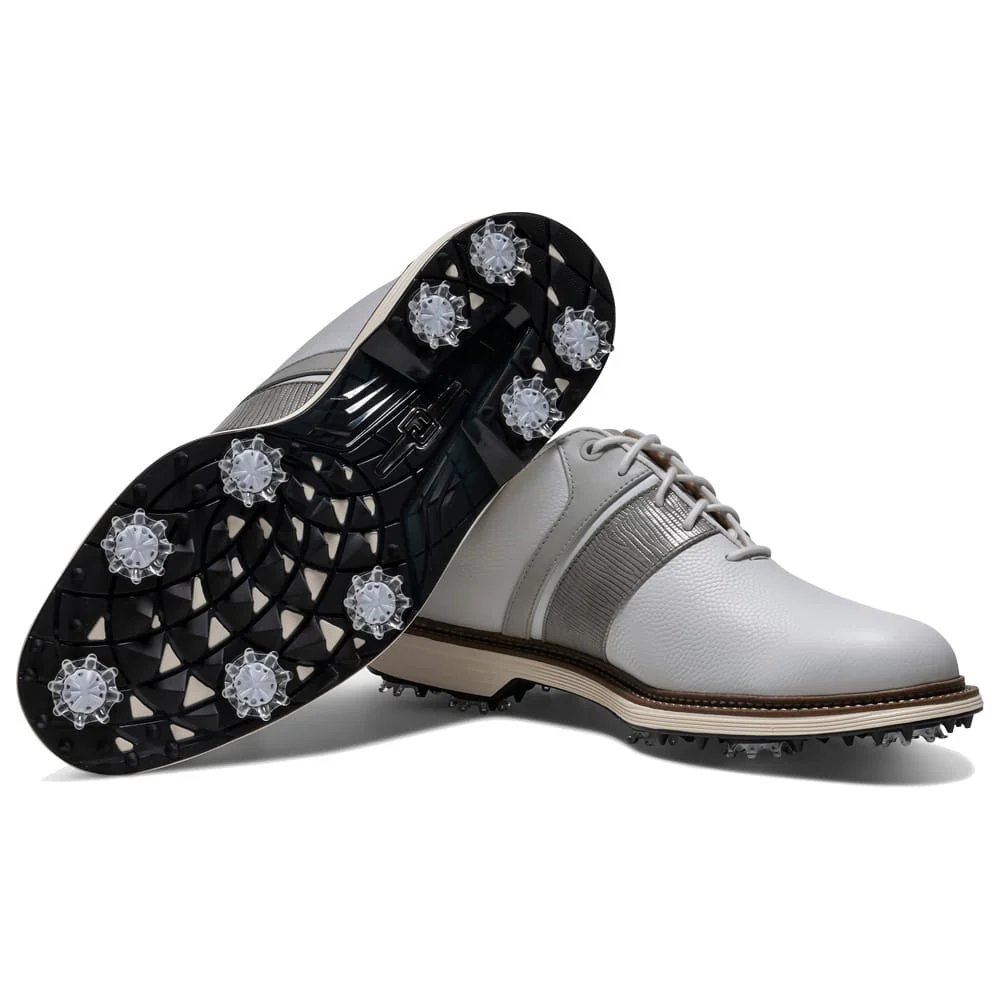 FootJoy Premiere Series Packard Waterproof Spiked Shoes - White/Grey/White - Image 4