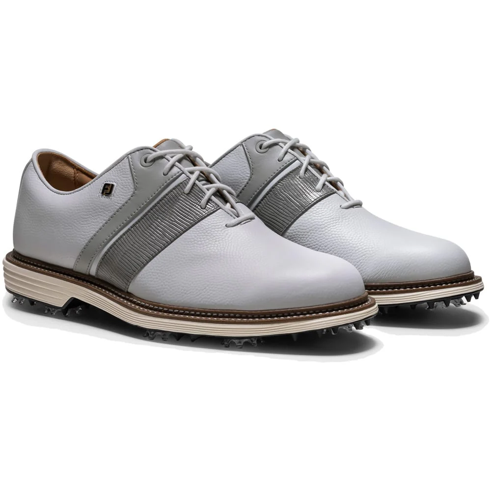 FootJoy Premiere Series Packard Waterproof Spiked Shoes - White/Grey/White - Image 5