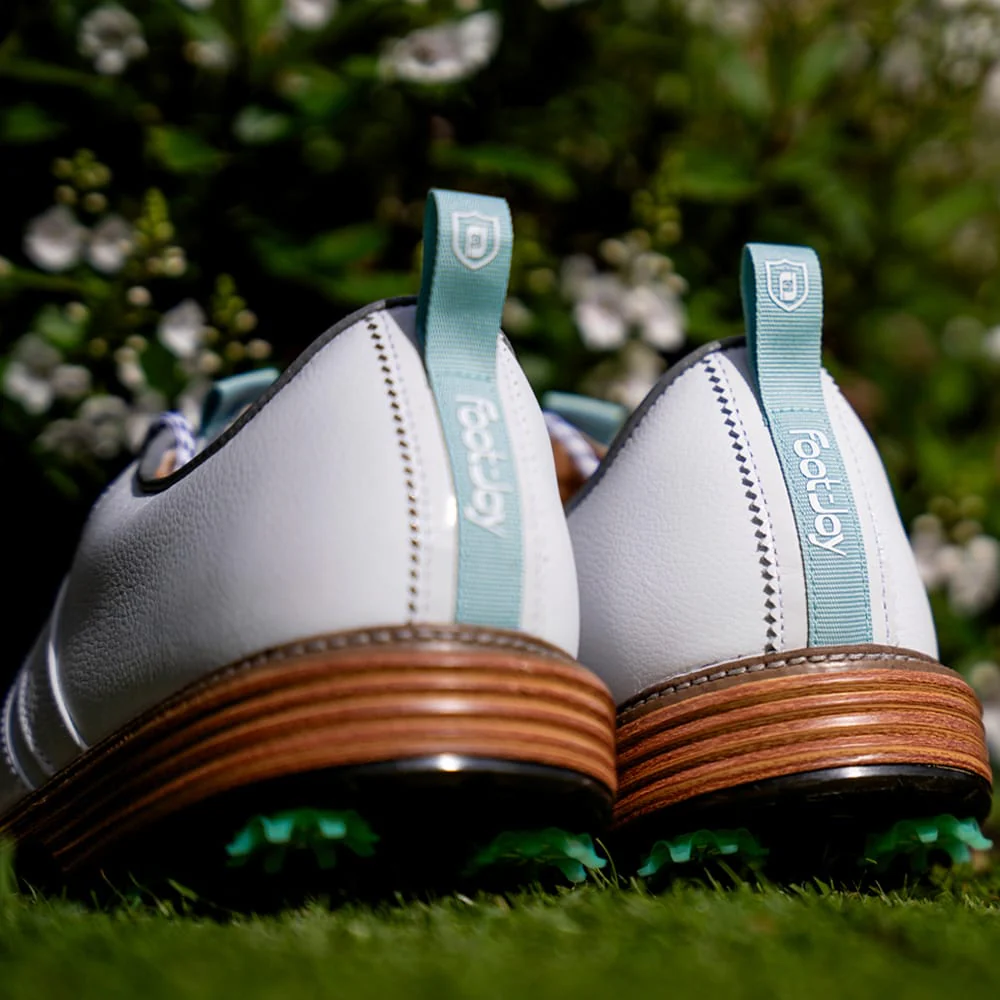 FootJoy Premiere Series Packard Limited Edition Waterproof Spiked Shoes - White/Mist - Image 10