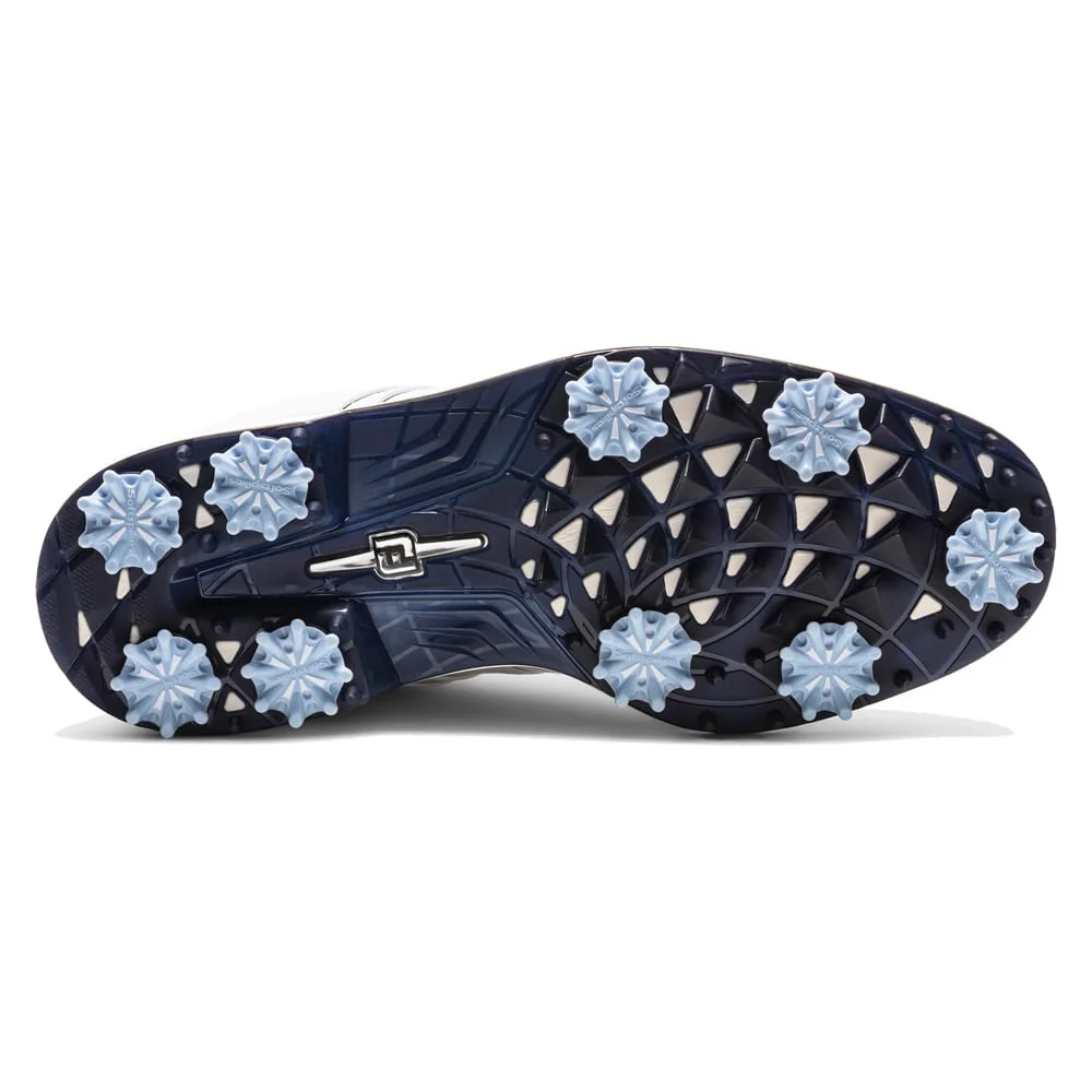 FootJoy Premiere Series Packard Ladies Waterproof Spiked Shoes - White/White/Navy - Image 2