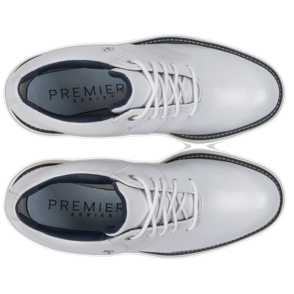 FootJoy Premiere Series Packard Ladies Waterproof Spiked Shoes - White/White/Navy - Image 3