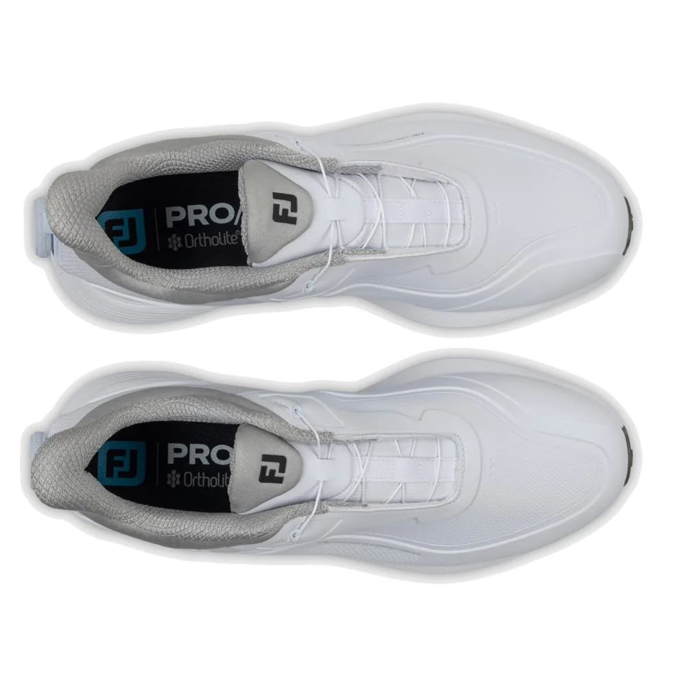 FootJoy Pro SL Boa Waterproof Spikeless Shoes - White/White/Grey - Image 3