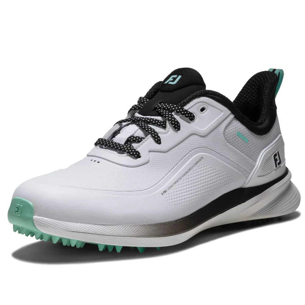 FootJoy Pro SL Waterproof Spikeless Shoes - White/Black/Teal - Image 4