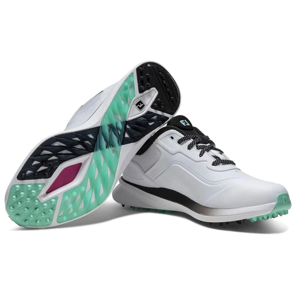 FootJoy Pro SL Waterproof Spikeless Shoes - White/Black/Teal - Image 7
