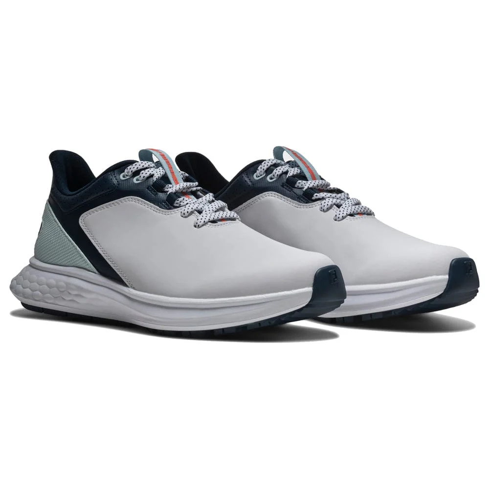 FootJoy Pulse Ladies Spikeless Waterproof Shoes - White/Navy/Blue - Image 4
