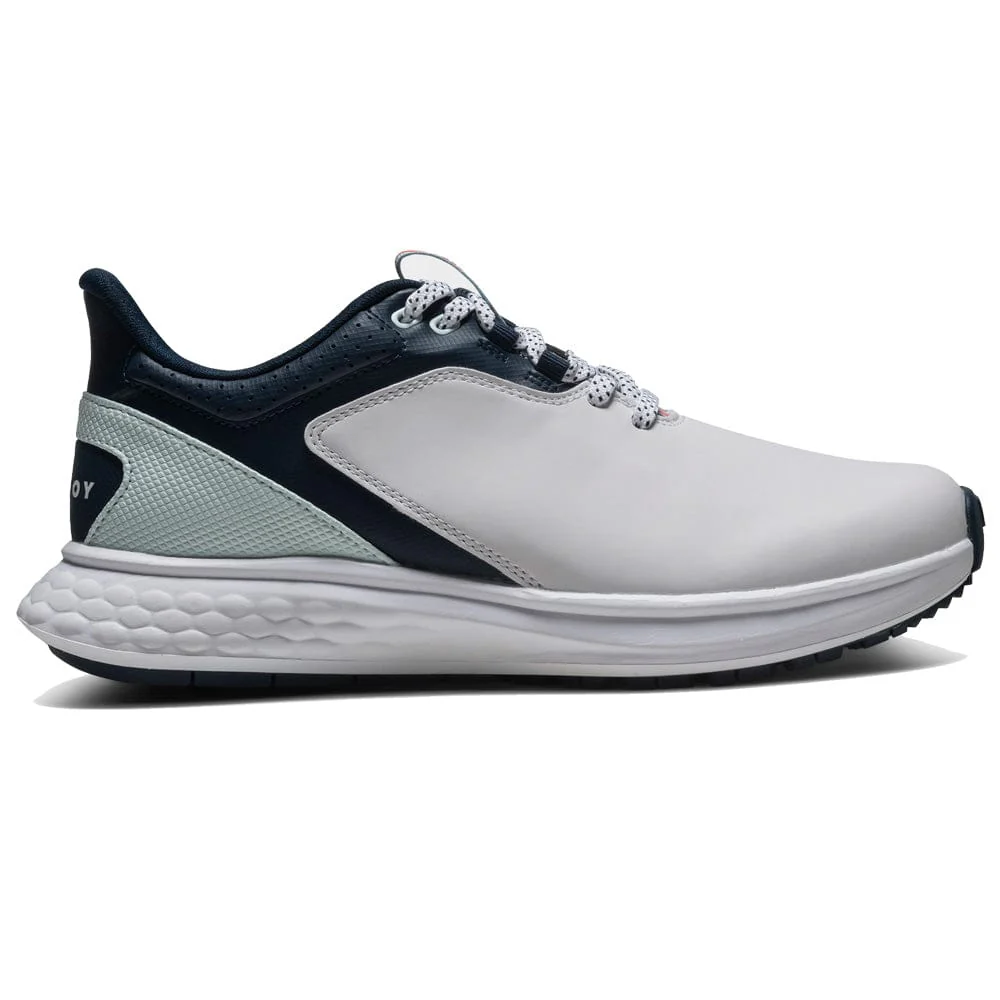 FootJoy Pulse Ladies Spikeless Waterproof Shoes - White/Navy/Blue - Image 5