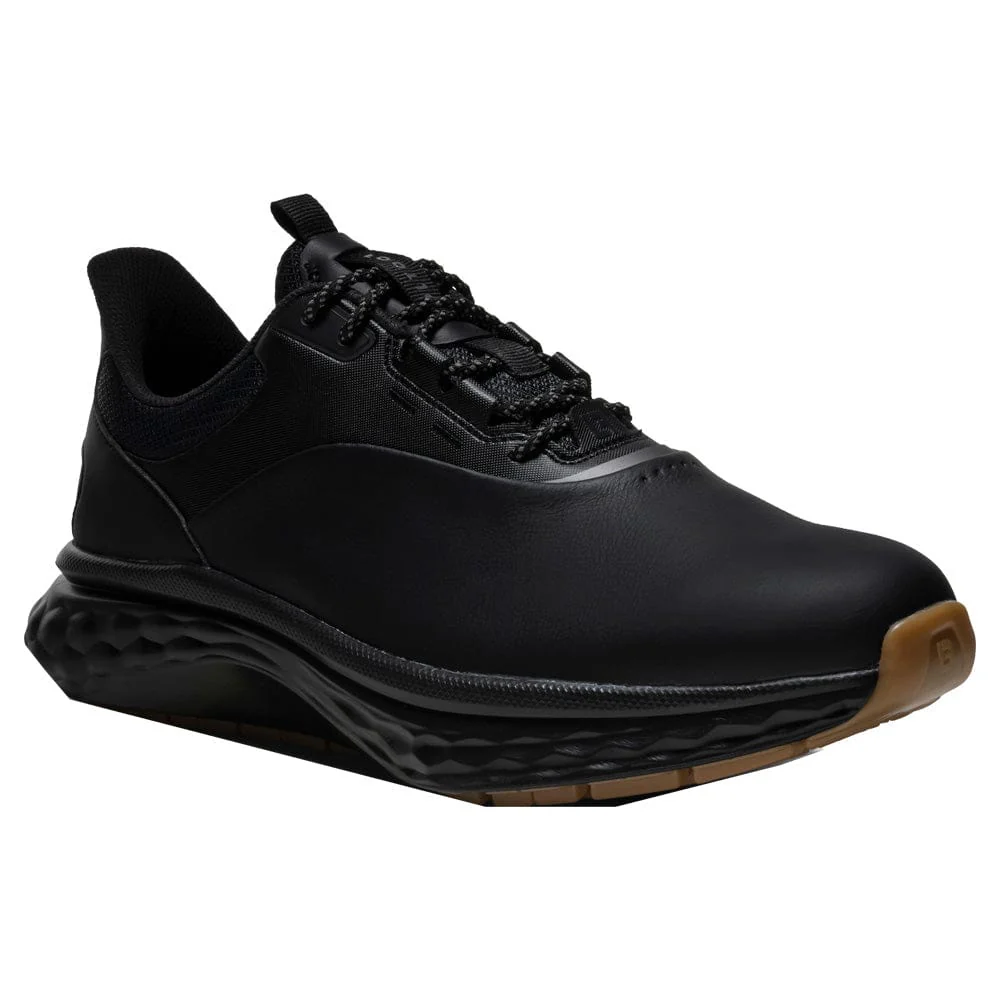 FootJoy Quantum Spikeless Waterproof Shoes - Black/Black/Gum - Image 3