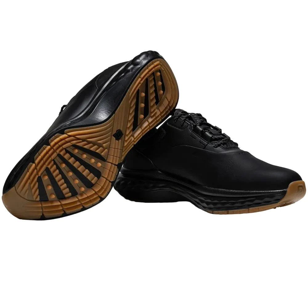 FootJoy Quantum Spikeless Waterproof Shoes - Black/Black/Gum - Image 7
