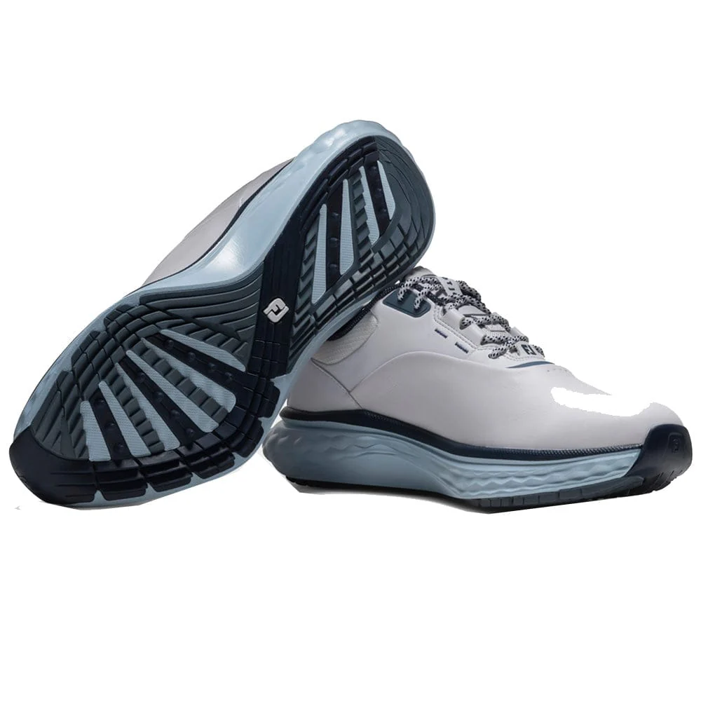 FootJoy Quantum Spikeless Waterproof Shoes - White/Navy/Blue - Image 5