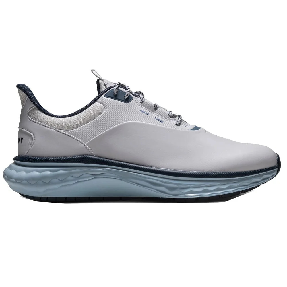 FootJoy Quantum Spikeless Waterproof Shoes - White/Navy/Blue - Image 7