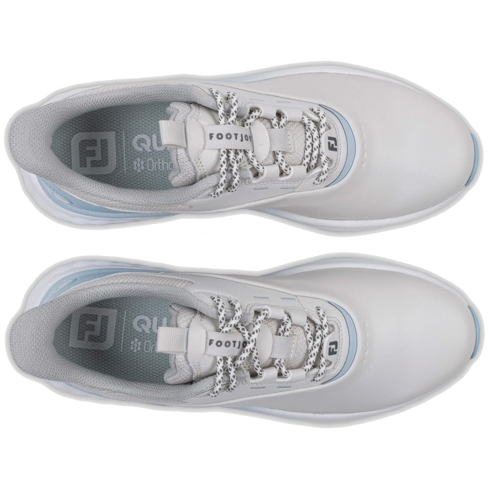 FootJoy Quantum Ladies Spikeless Waterproof Shoes - Grey/White/Blue - Image 4