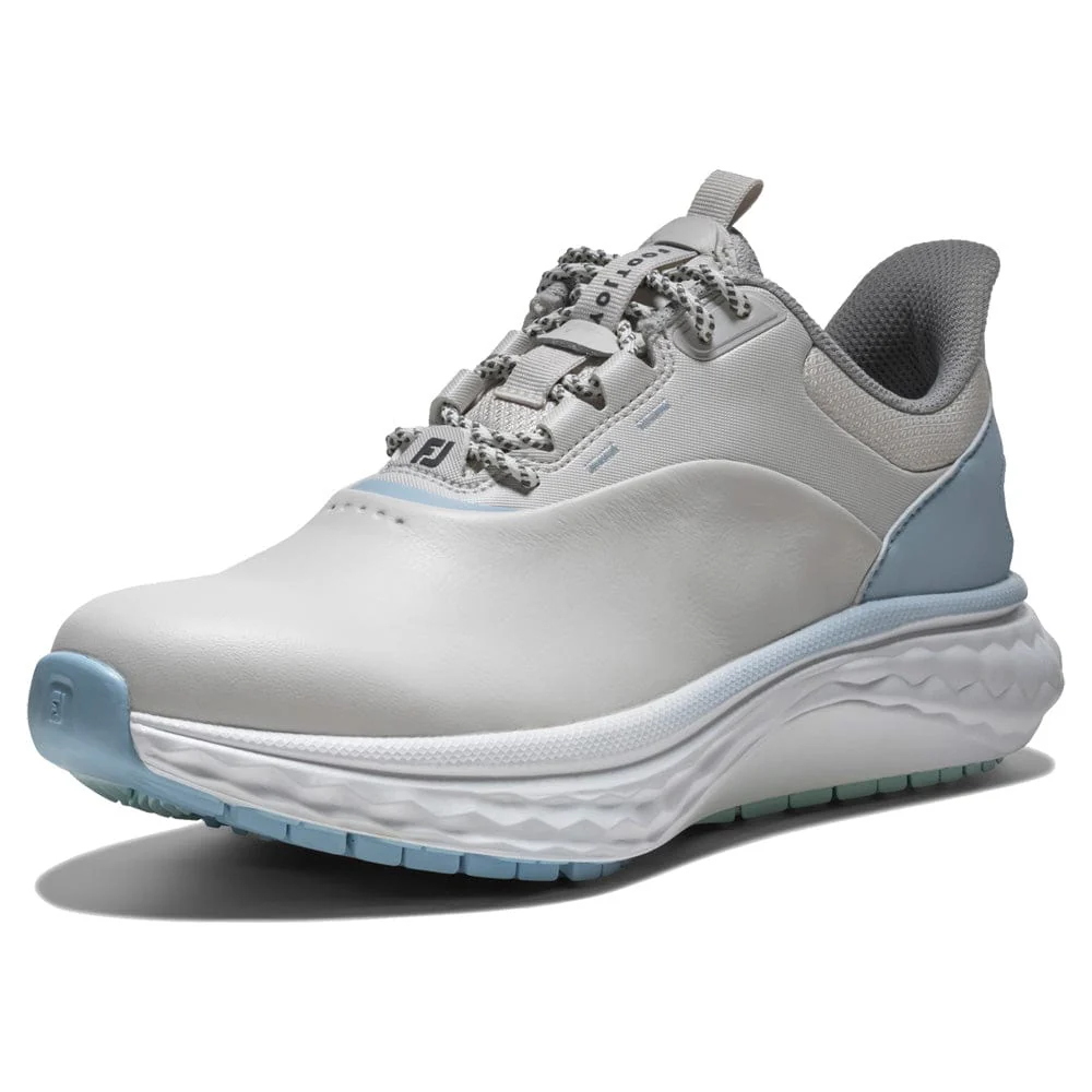 FootJoy Quantum Ladies Spikeless Waterproof Shoes - Grey/White/Blue - Image 5